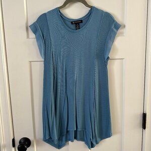INC Blue Short Sleeve Textured Knit Top